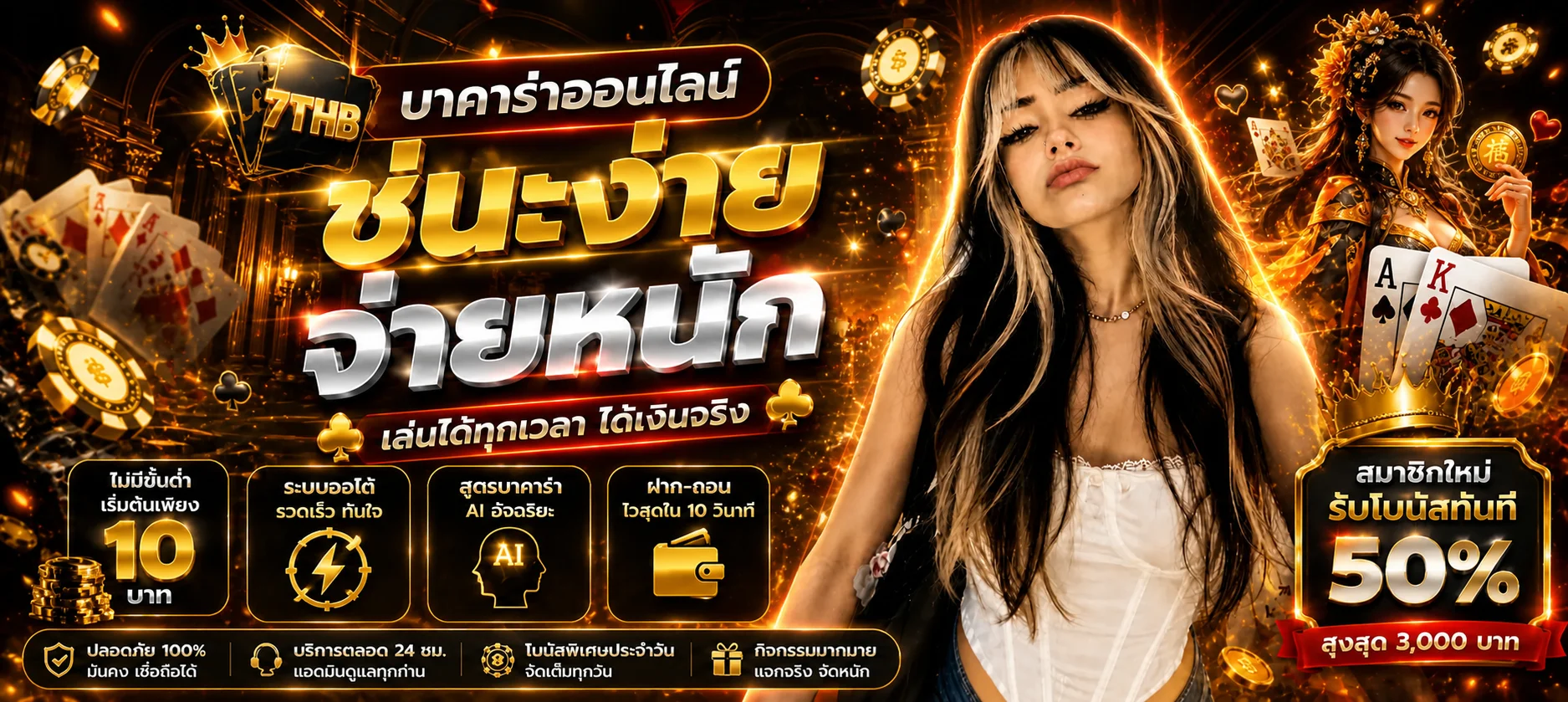 7THB คาสิโนออนไลน์ บาคาร่า สล็อต กีฬา และมือถือ